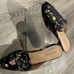 Call it spring embroidered mules